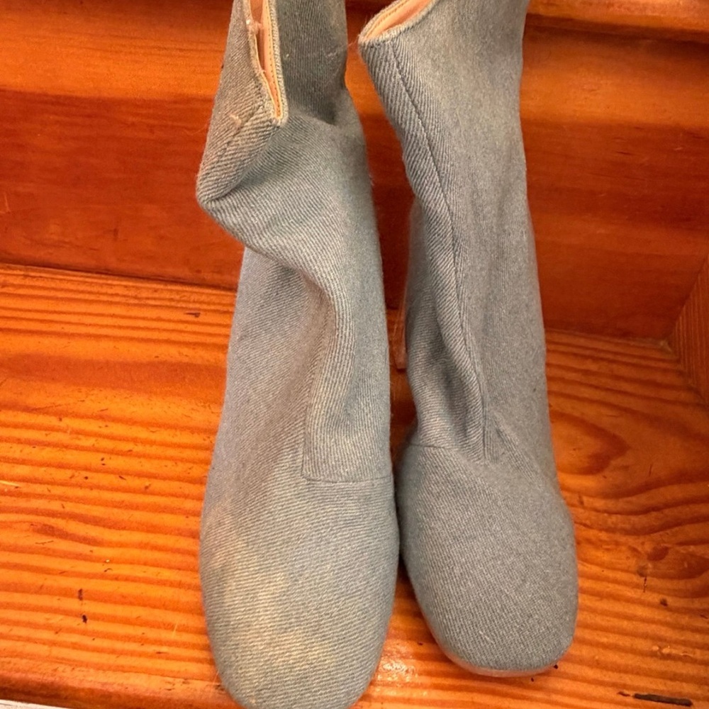 Light Blue Denim Sock Boots